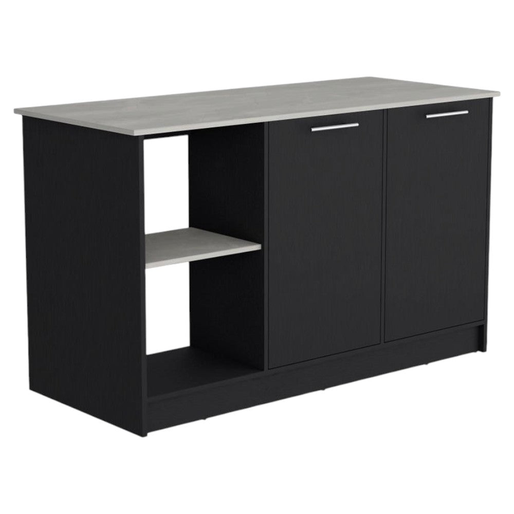 Modern Kitchen Storage Island with Large Countertop and Shelving Space