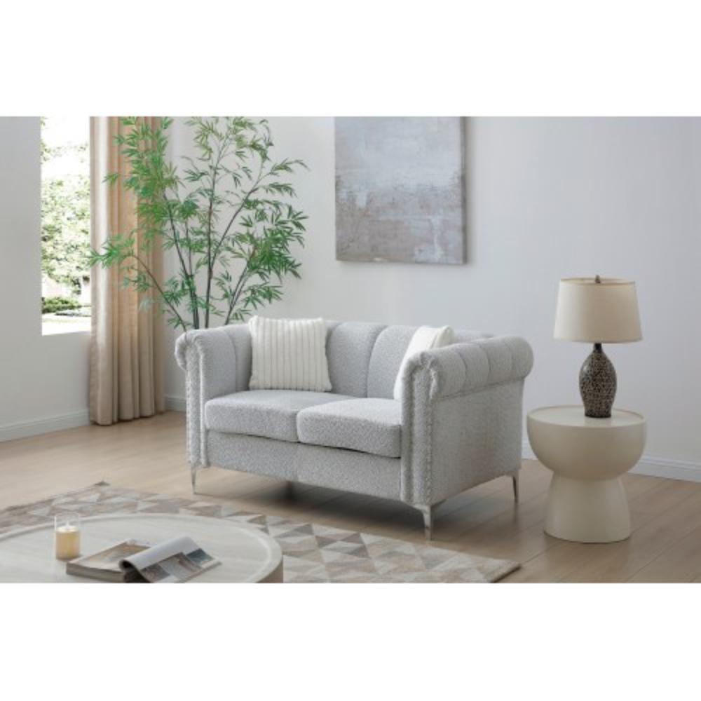 Elegant Loveseat with Metallic Leg Detailing