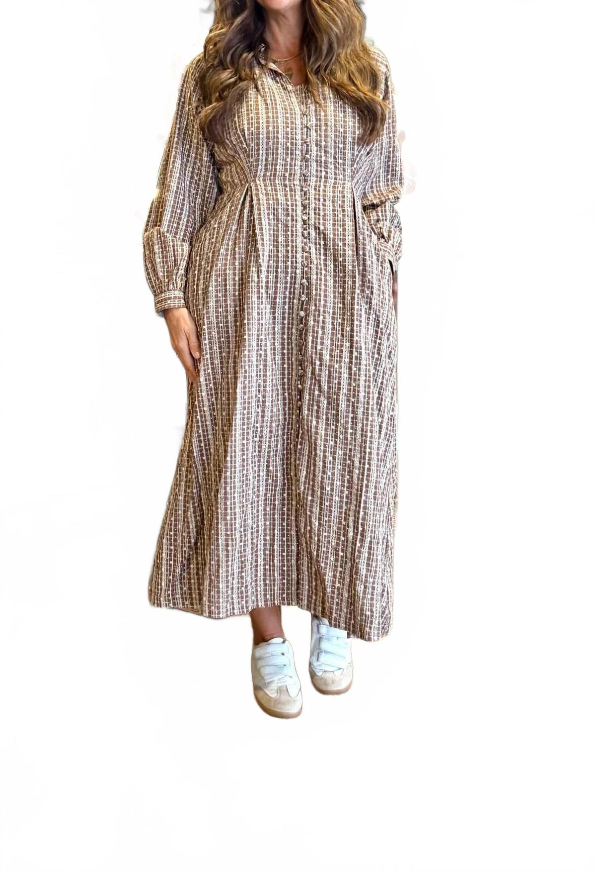 The Autumn Dress In Brown/ Grey