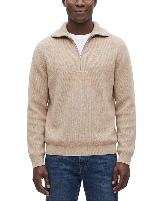 NAADAM Wool & Cashmere-Blend 1/4-Zip Mock Neck Sweater