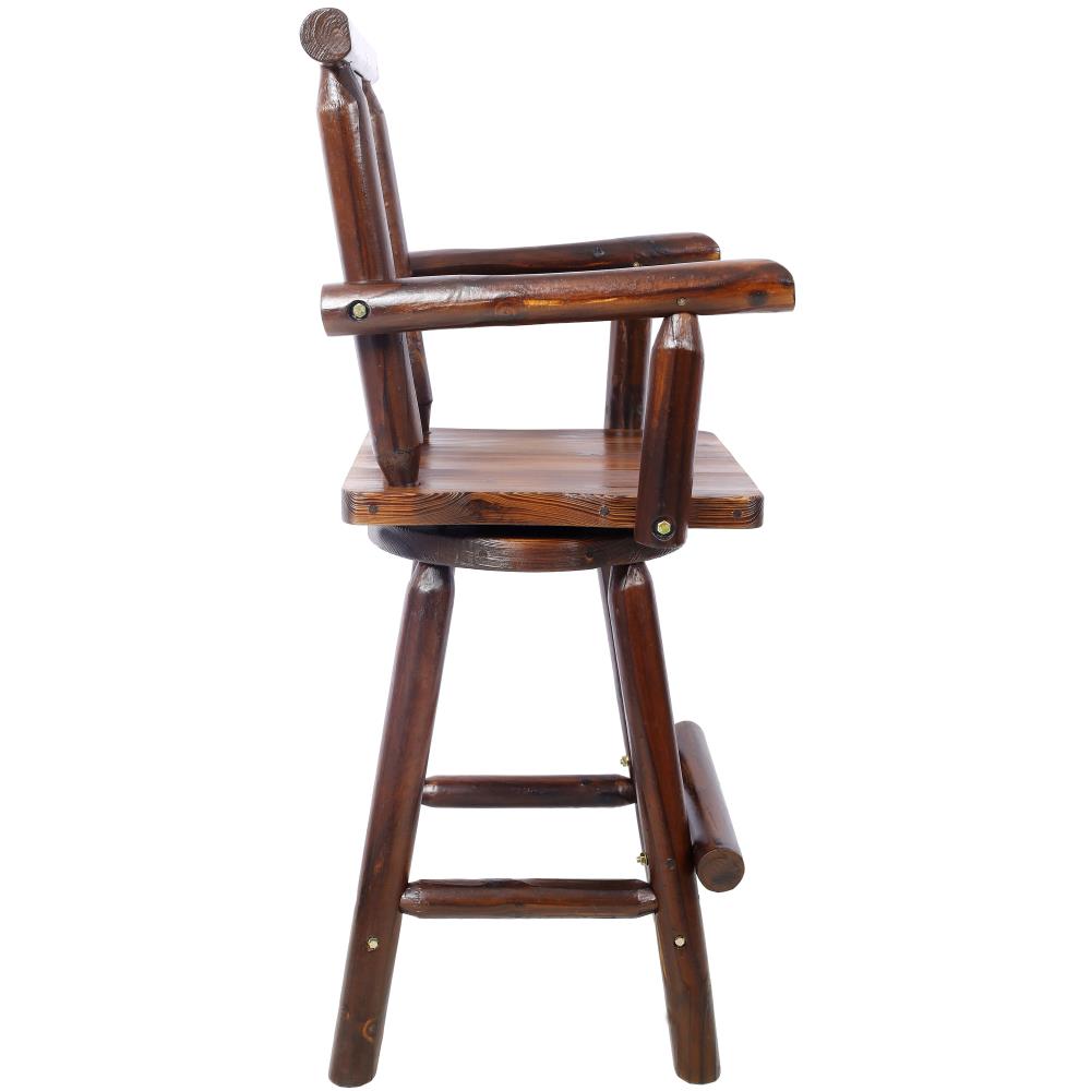 Rustic Star Back Wooden Bar Stool