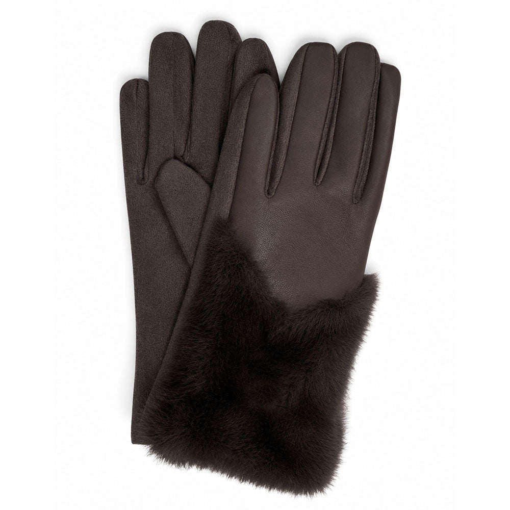 Faux Fur Cuff Trim Accent Smart Touch Winter Gloves