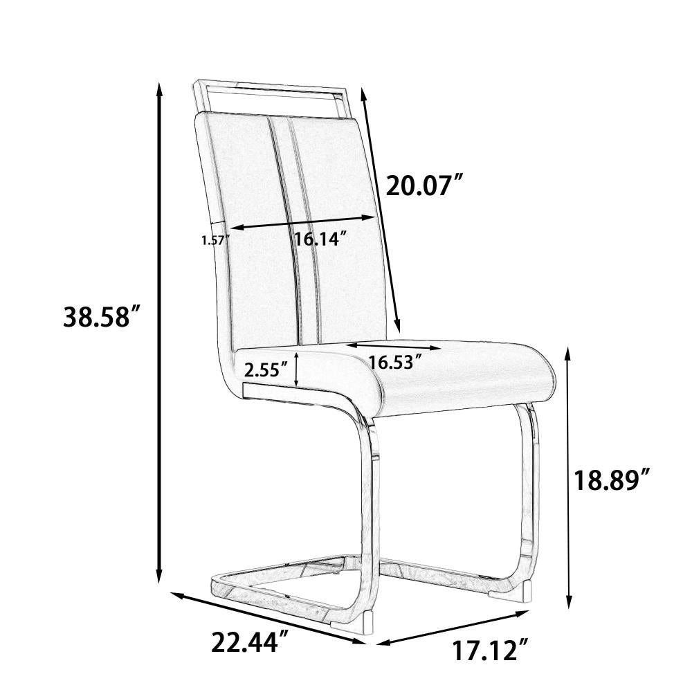 High Back Upholstered Side Chairs with Metal Legs