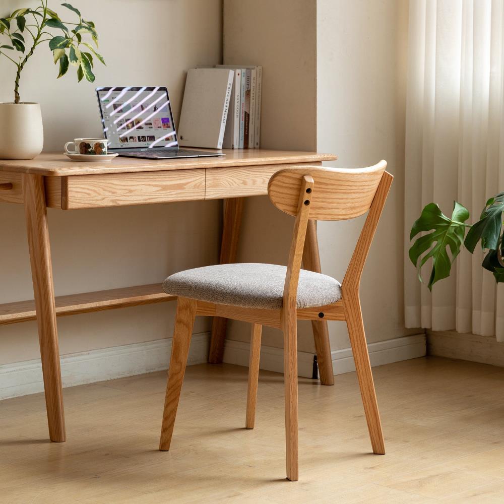 Set of 2 Minimalist Upholstered Wood Chairs