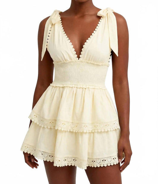 Baby Love Smocked Mini Dress In Butter