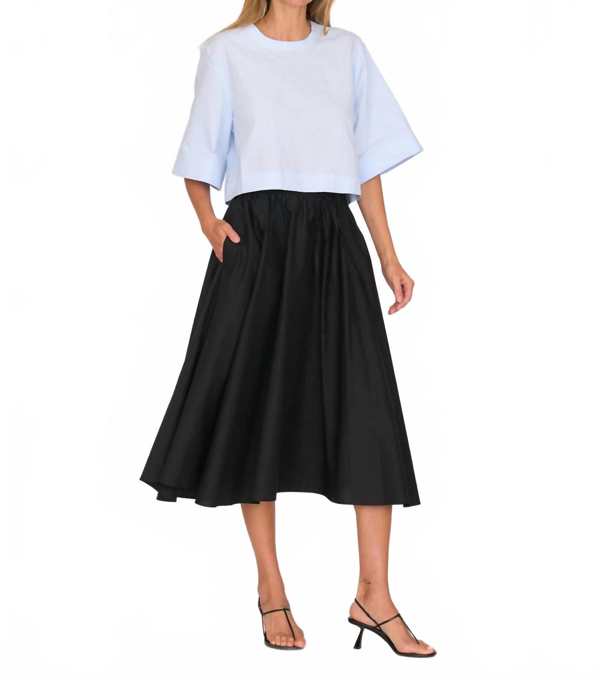 Angie Cotton Poplin Skirt In Black
