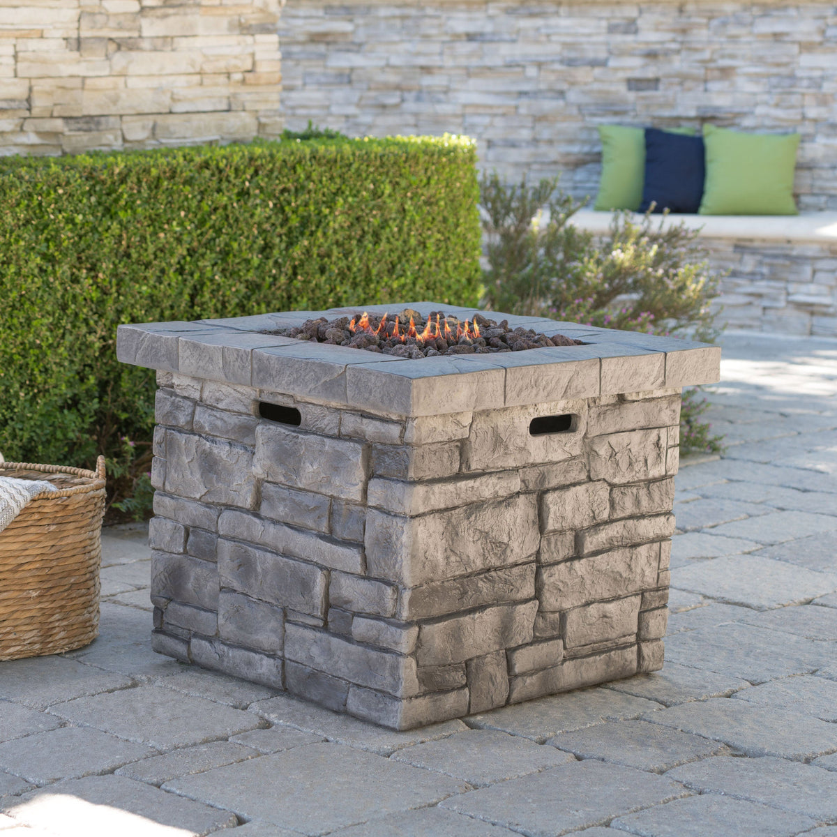 Modern Square Patio Fire Pit with Steel Frame