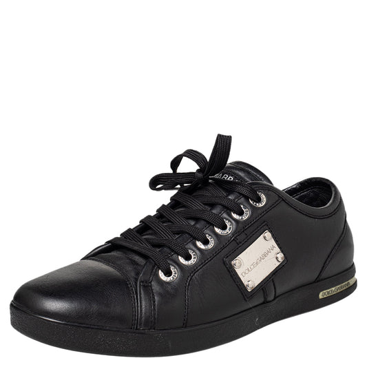 Dolce & Gabbana Black Cap Toe Low Top Sneakers Size 40.5