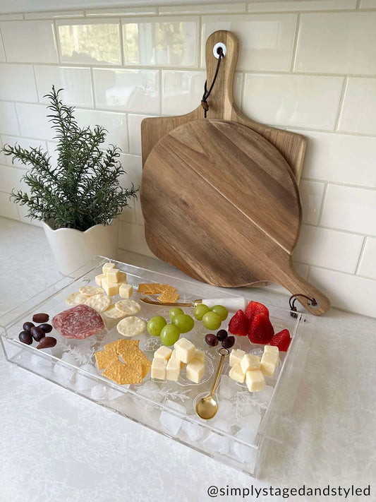 Acrylic Chiller Charcuterie Tray Set In Clear