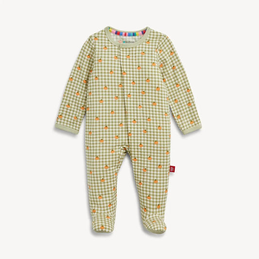 Kids' Modal Magnetic Footie In Pumpkin Plaid