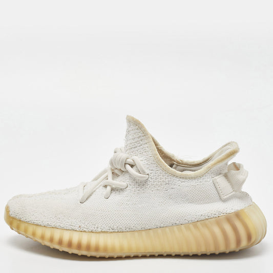 Yeezy x Adidas Cream Knit Fabric Boost 350 V2 Cream Sneakers Size 38 2/3