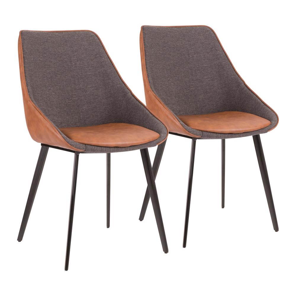 Faux Leather Dining Chair Pair with Supportive Backrests