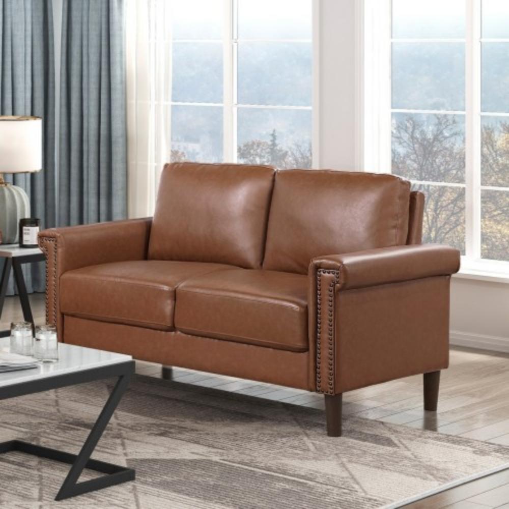 Classic Living Room Loveseat with Upholstered Seating and Decorative Nailhead Trim