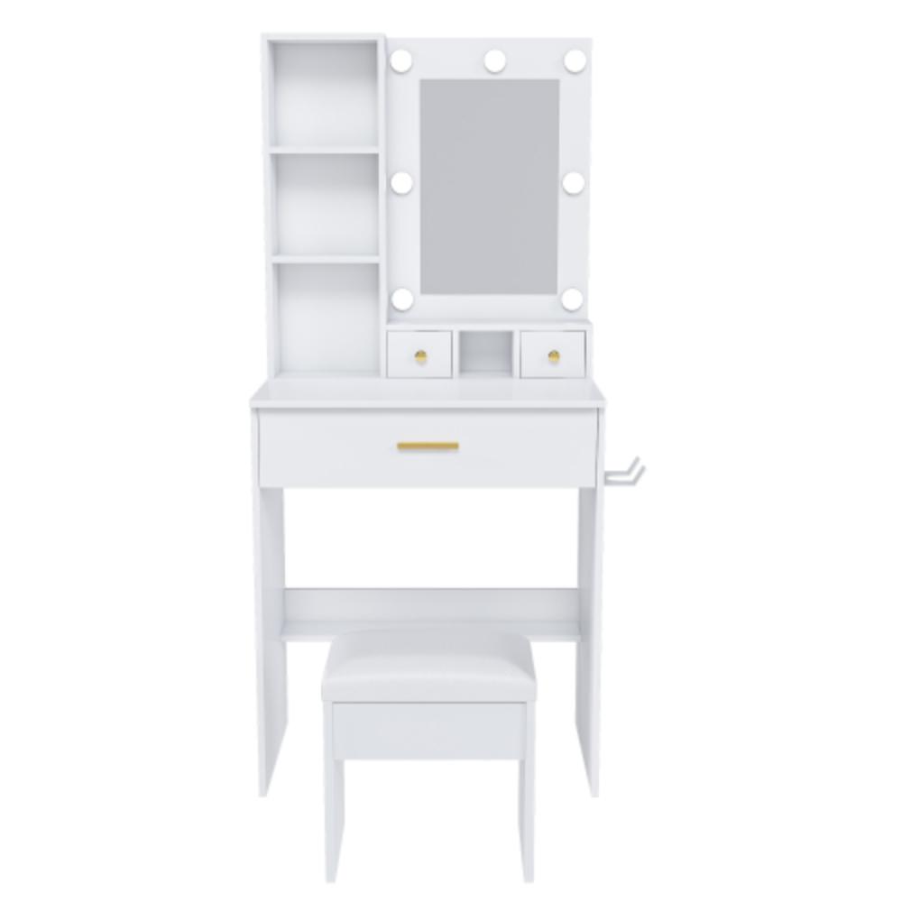 Space-Saving Makeup Desk with Three Storage Drawers