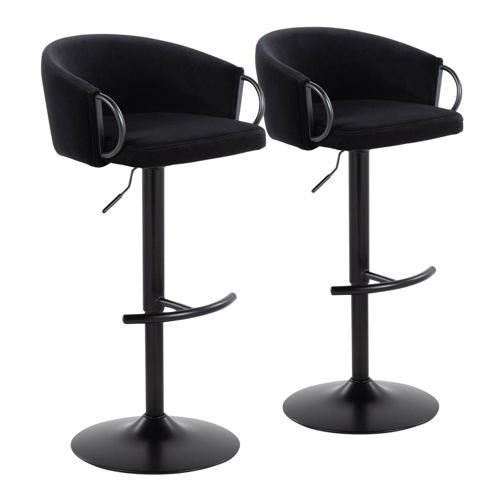 Contemporary Velvet Adjustable Barstools Set of 2