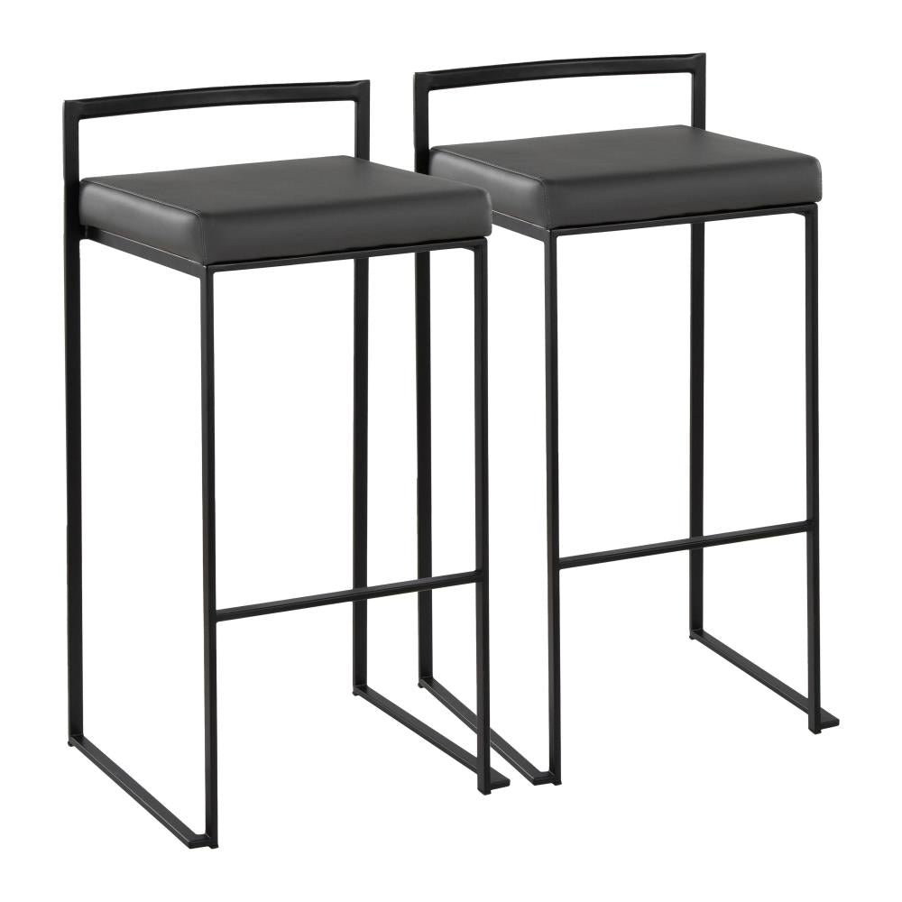 Space-Efficient Stackable Barstools with Padded Upholstered Seating