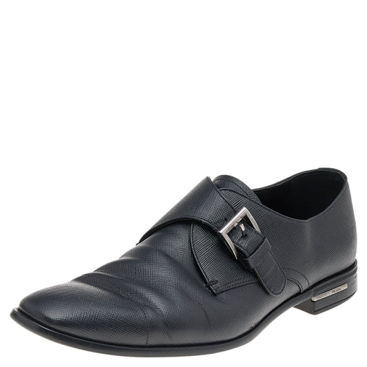 Prada Size 40.5 Black Saffiano Leather Loafers & Moccasins