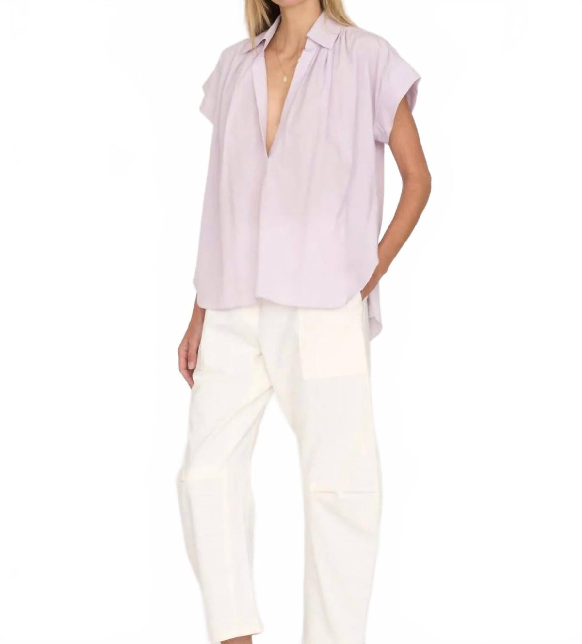 Trinity Brushed Cotton Top In Lavender