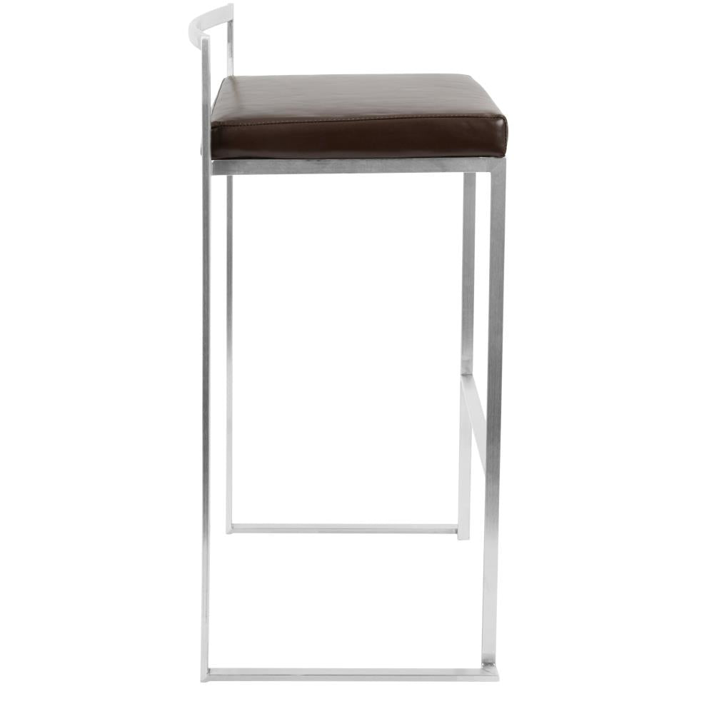 Contemporary Faux Leather Stackable Barstools Set of 2