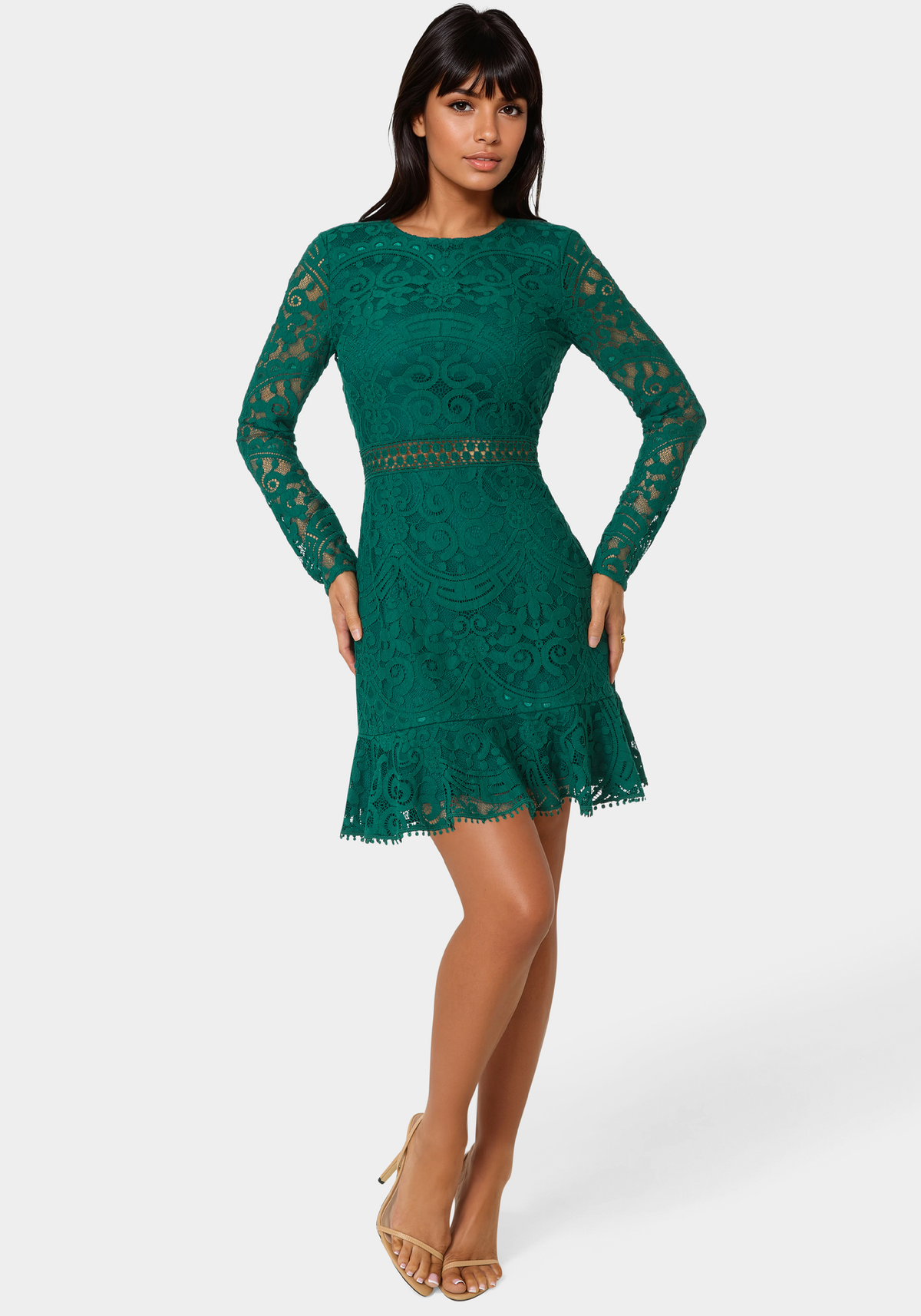 Bebe Women's Open Back Lace Mini Dress
