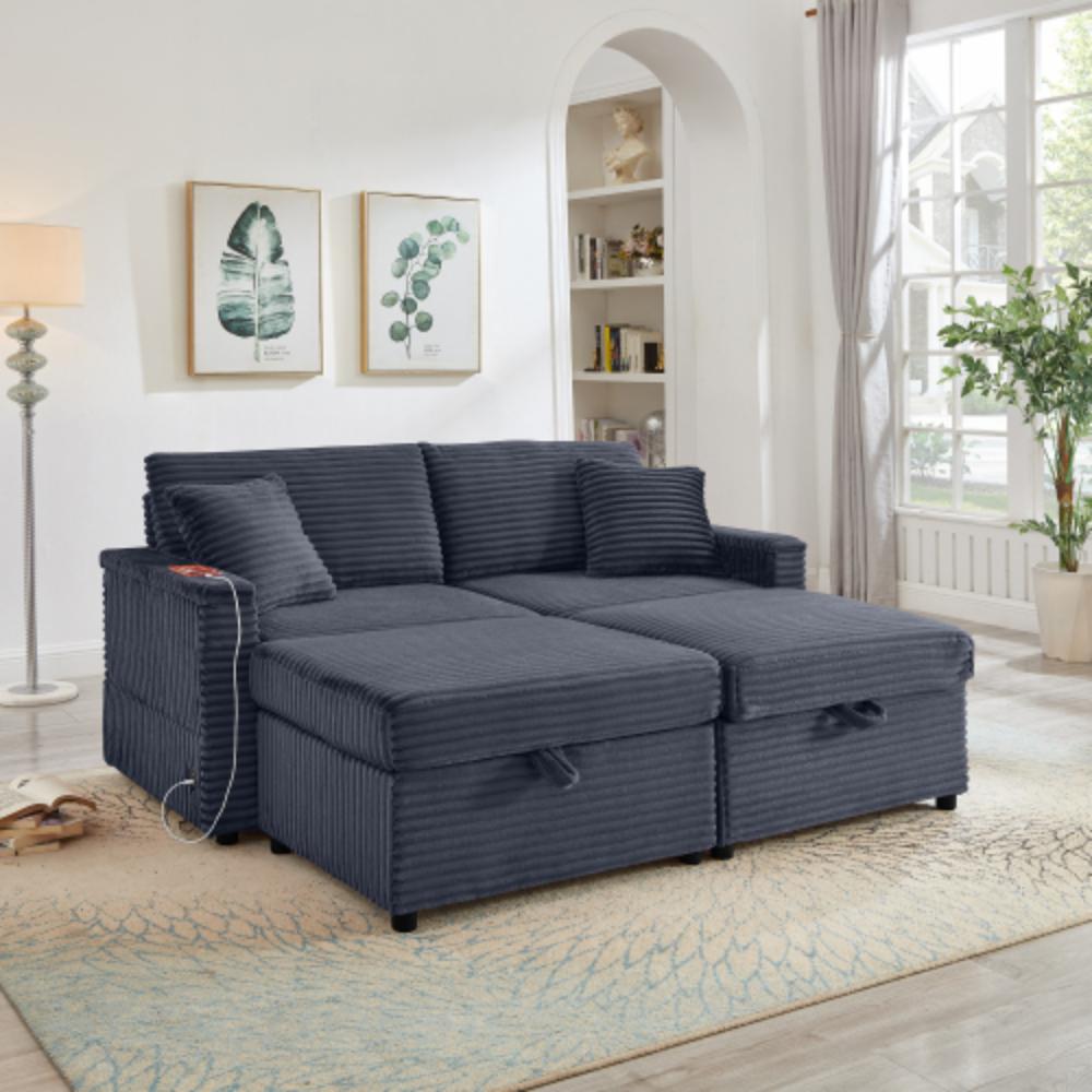 Multifunctional Sofa with Storage and Table Board