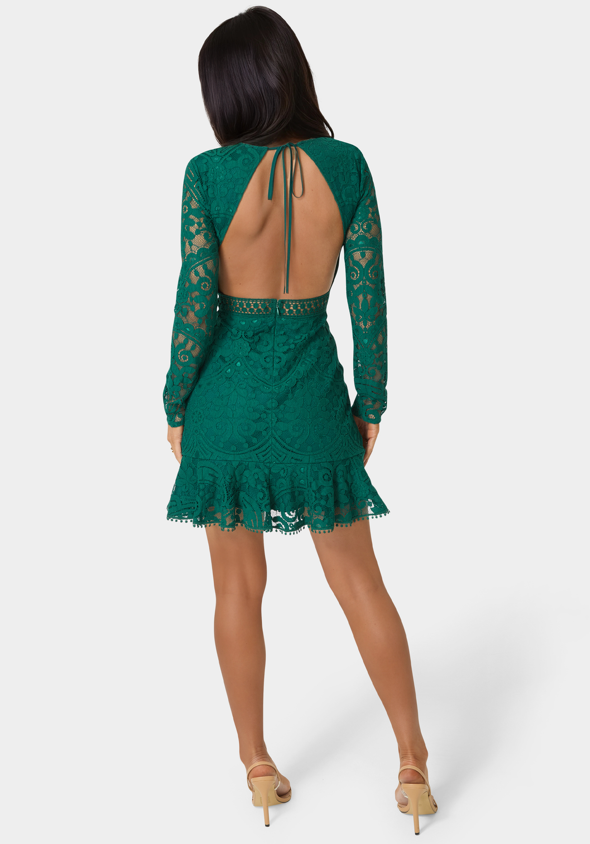 Bebe Women's Open Back Lace Mini Dress