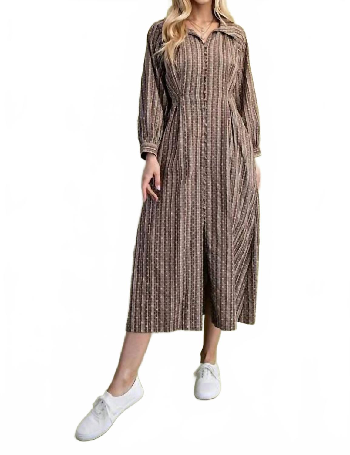 The Autumn Dress In Brown/ Grey