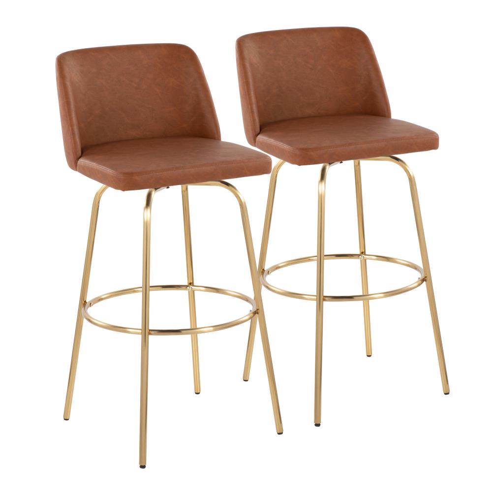 Faux Leather Swivel Chairs with Round Footrests