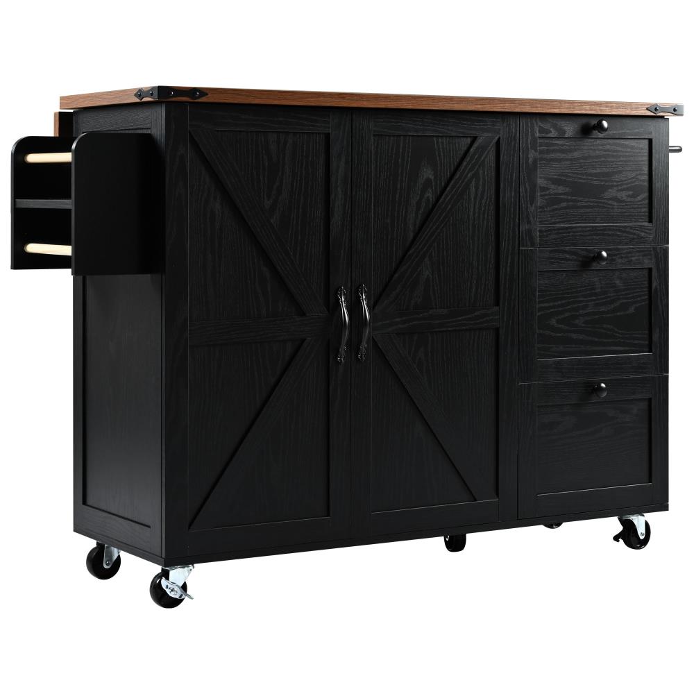 Farmhouse Kitchen Prep Island with Power Outlet and Convenient Spice Storage