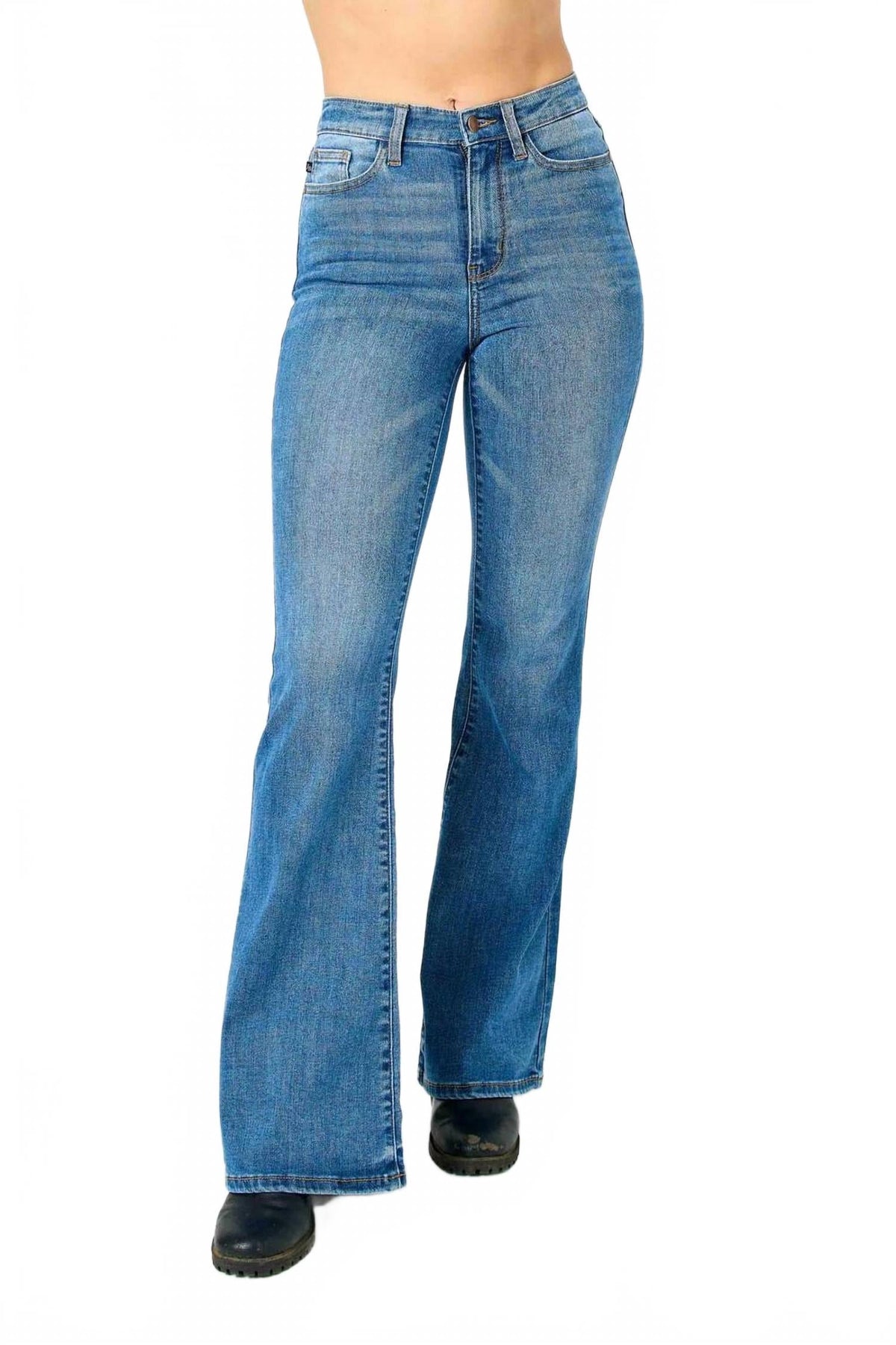 High Waist Classic Flare Jean In Blue