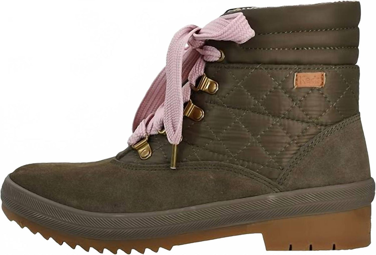 Women's Camp Suede Quilted Nylon Boot In Olive