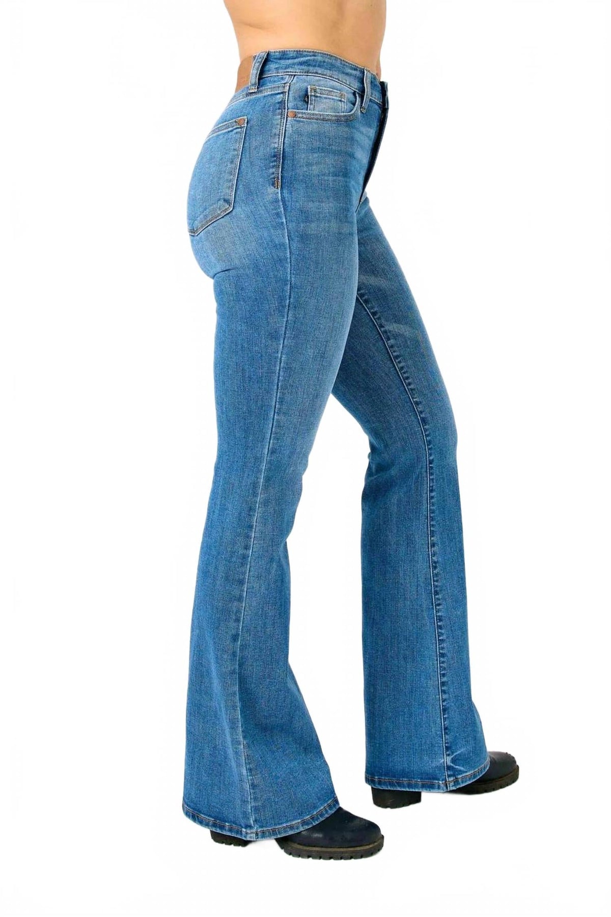 High Waist Classic Flare Jean In Blue