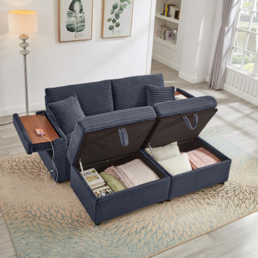 Multifunctional Sofa with Storage and Table Board