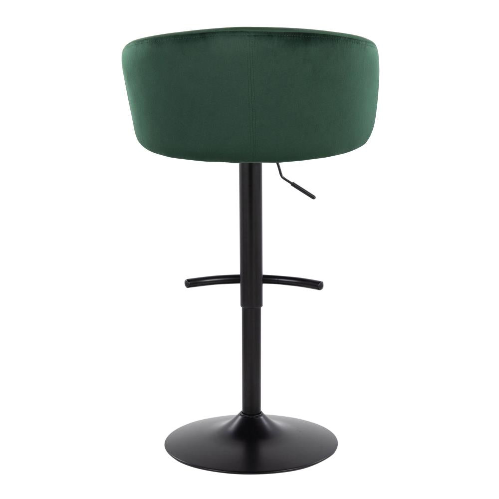 Contemporary Adjustable Velvet Barstools Set of 2