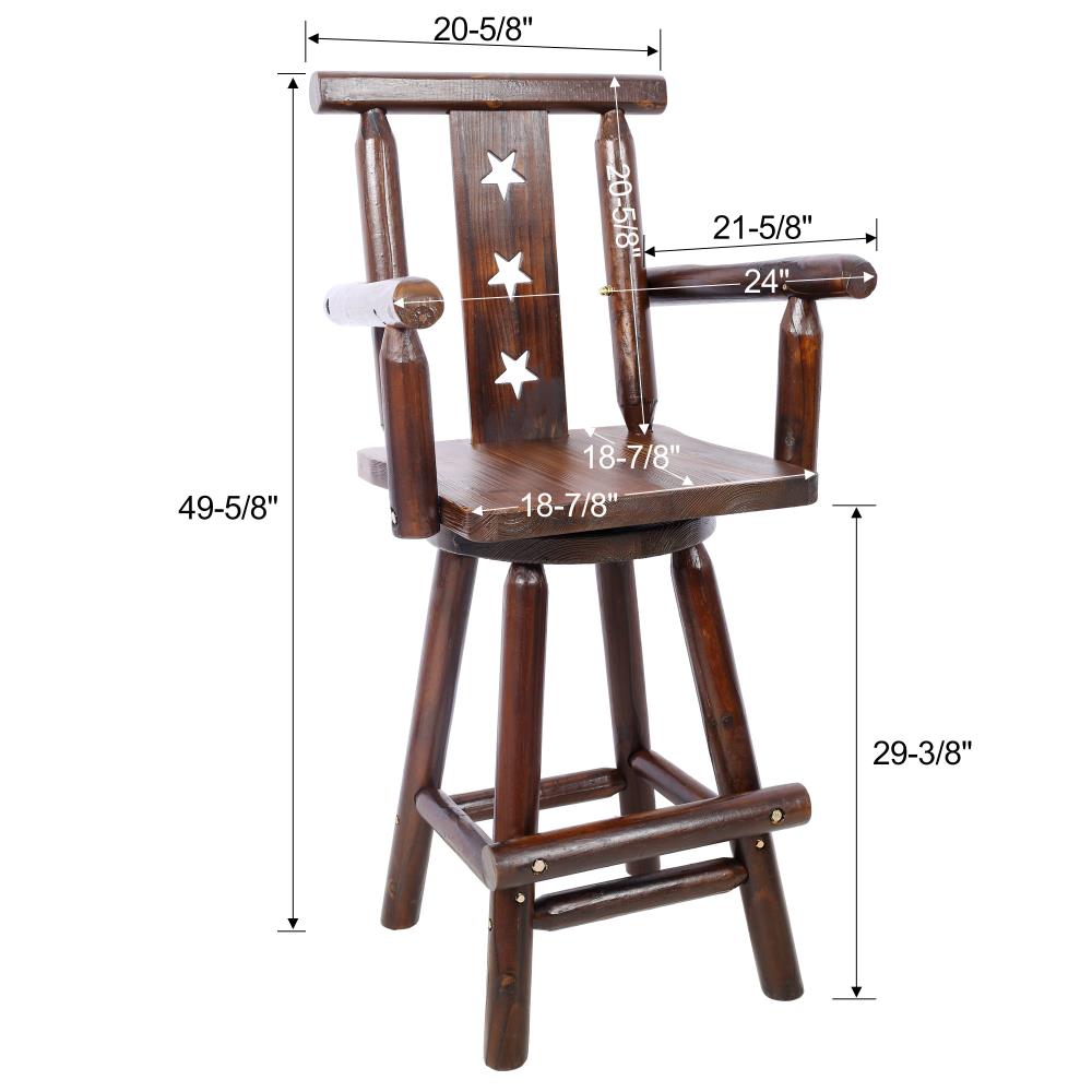 Rustic Star Back Wooden Bar Stool