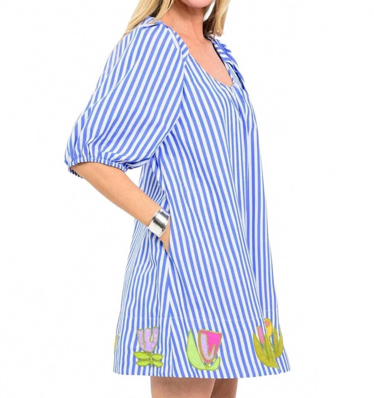 Judy Mini Dress In Blue Stripe