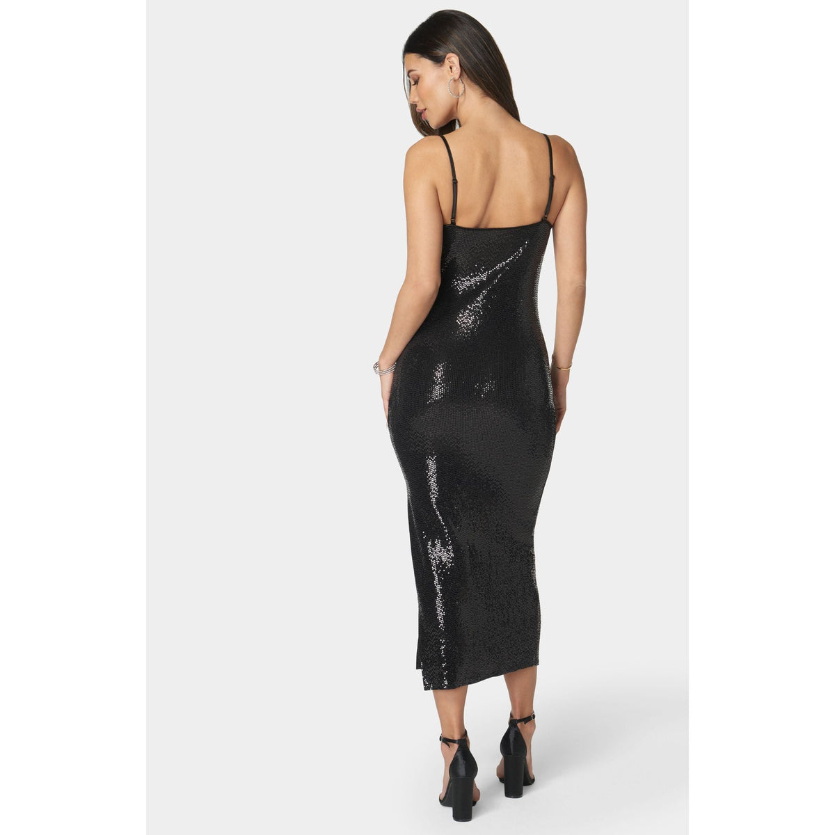 Bebe Women's Disco Dot Maxi Tank Bodycon Dress
