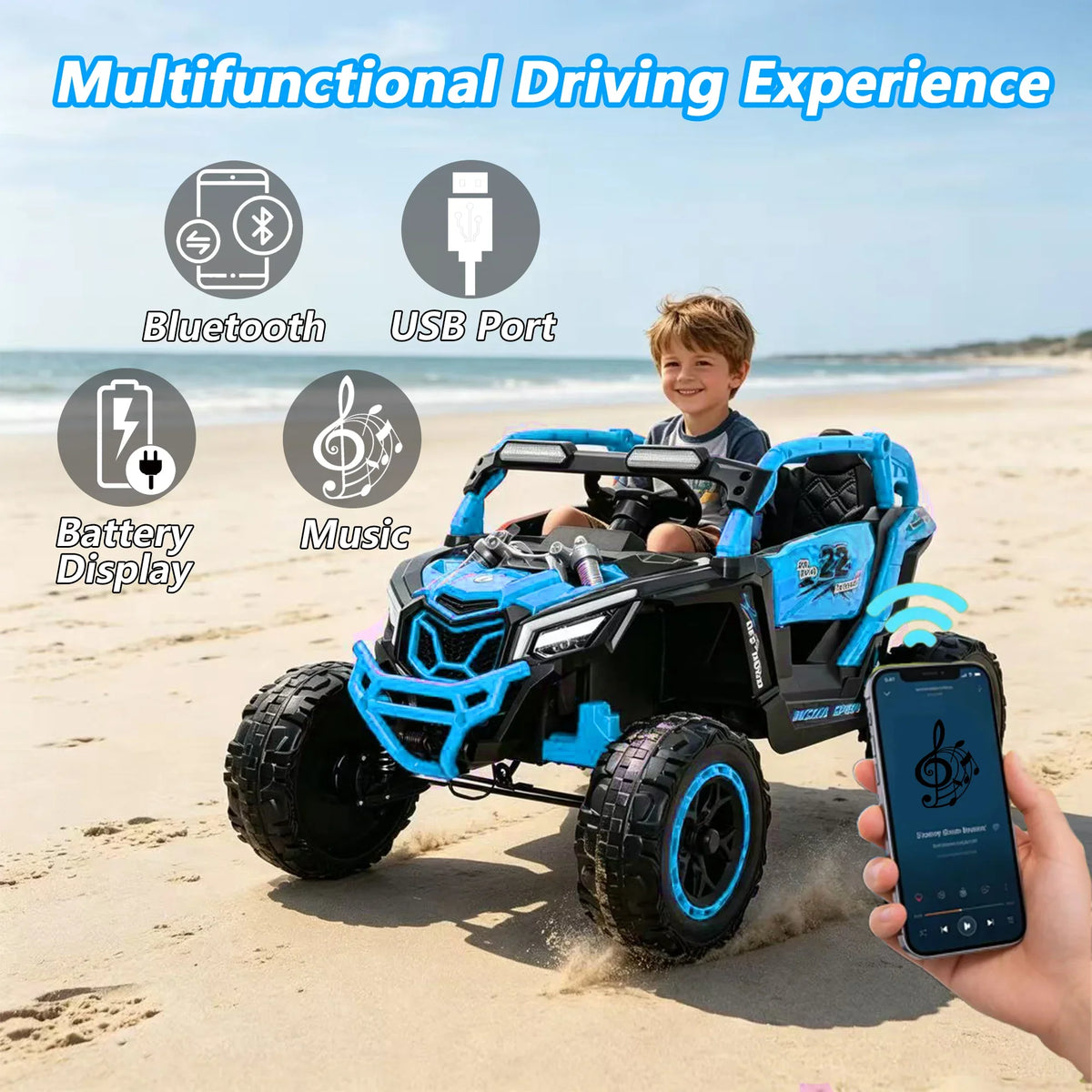 Powerful Kids Ride-On UTV with Four-Wheel Suspension and Three Speed Settings