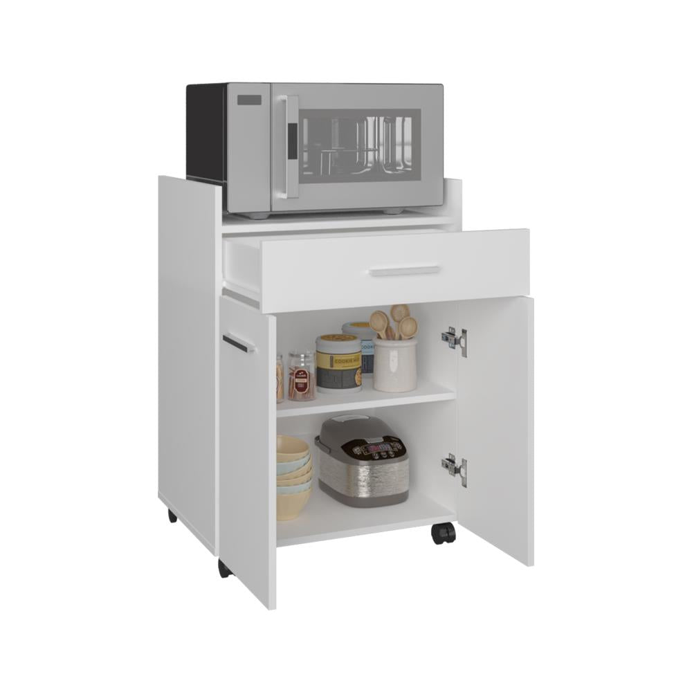 Compact Rolling Kitchen Island with Open Shelves