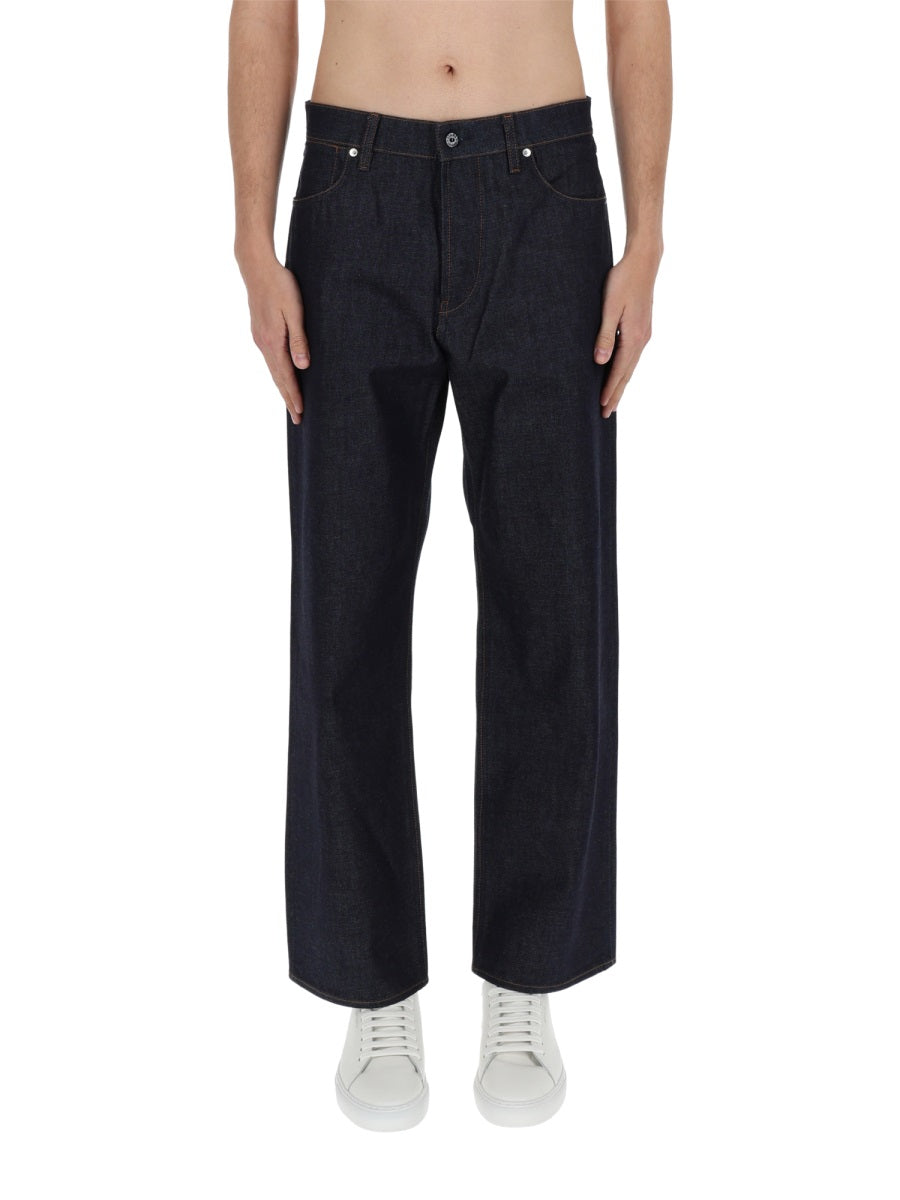 Dark Denim Cotton Wide-Leg Jeans
