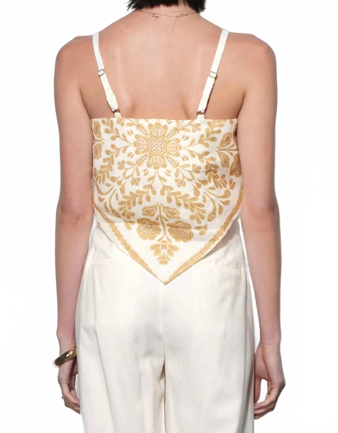 Women's Macie Scarf Print Top In White Gold