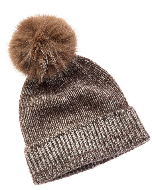 Amicale Cashmere Chunky Rib Marl Knit Cashmere Hat