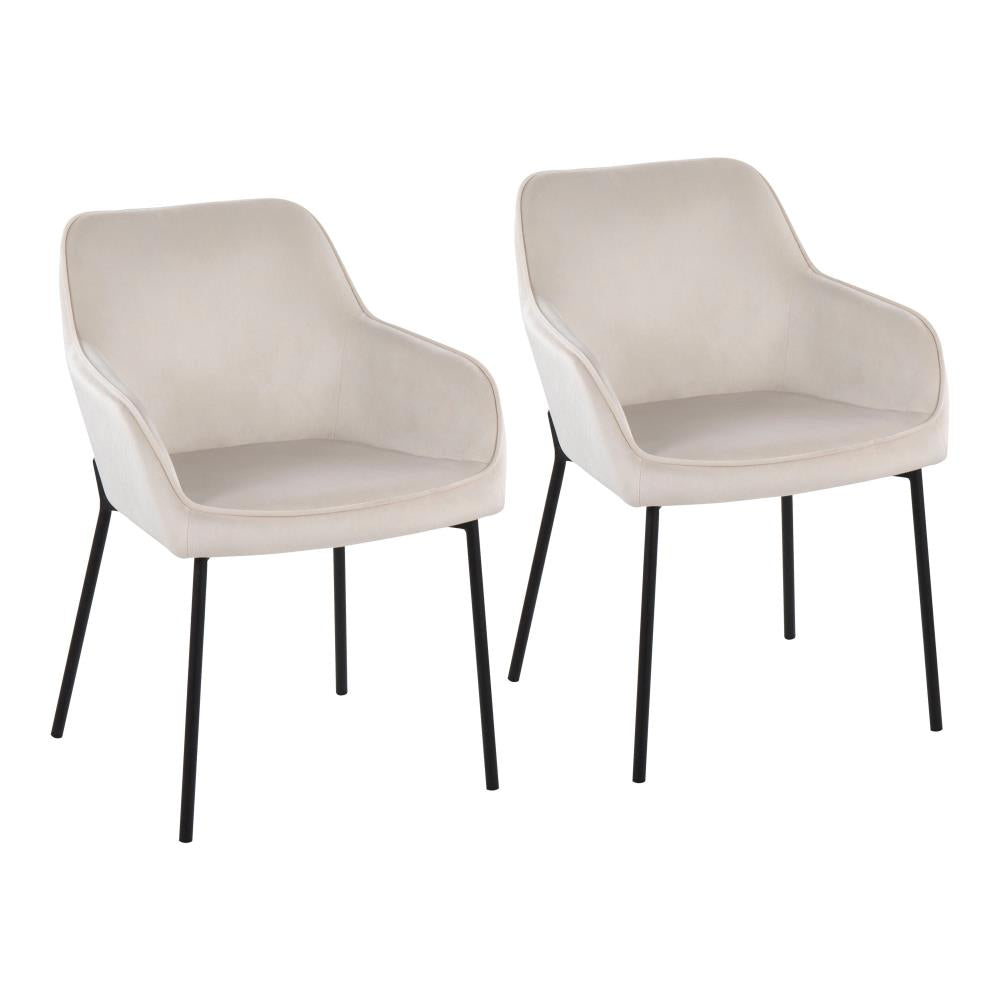 Contemporary Velvet Bucket Dining Chairs Set of 2