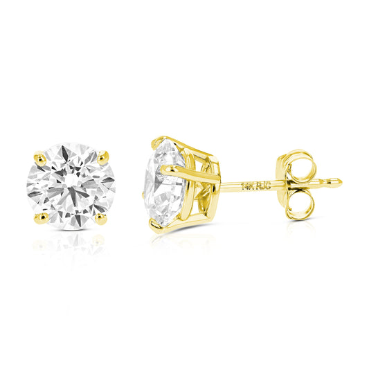1.33 cttw Lab Grown Diamond Stud Earrings in 14K Gold With Push Backs For Women
