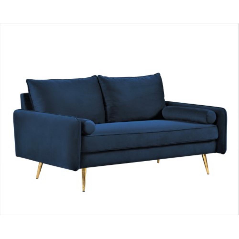 Minimalist Two-Seater Sofa with Soft Velvet Upholstery and Elegant Metal Legs
