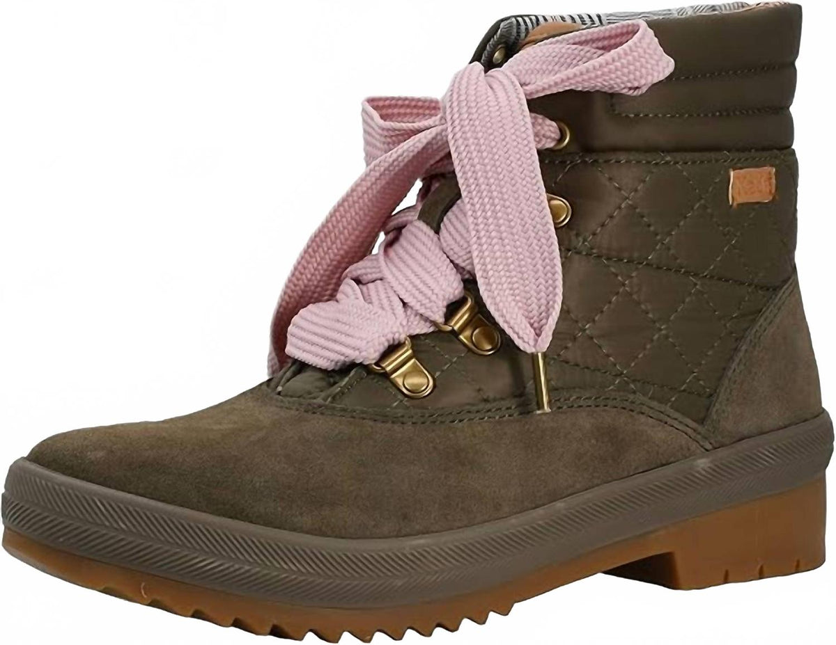 Women's Camp Suede Quilted Nylon Boot In Olive