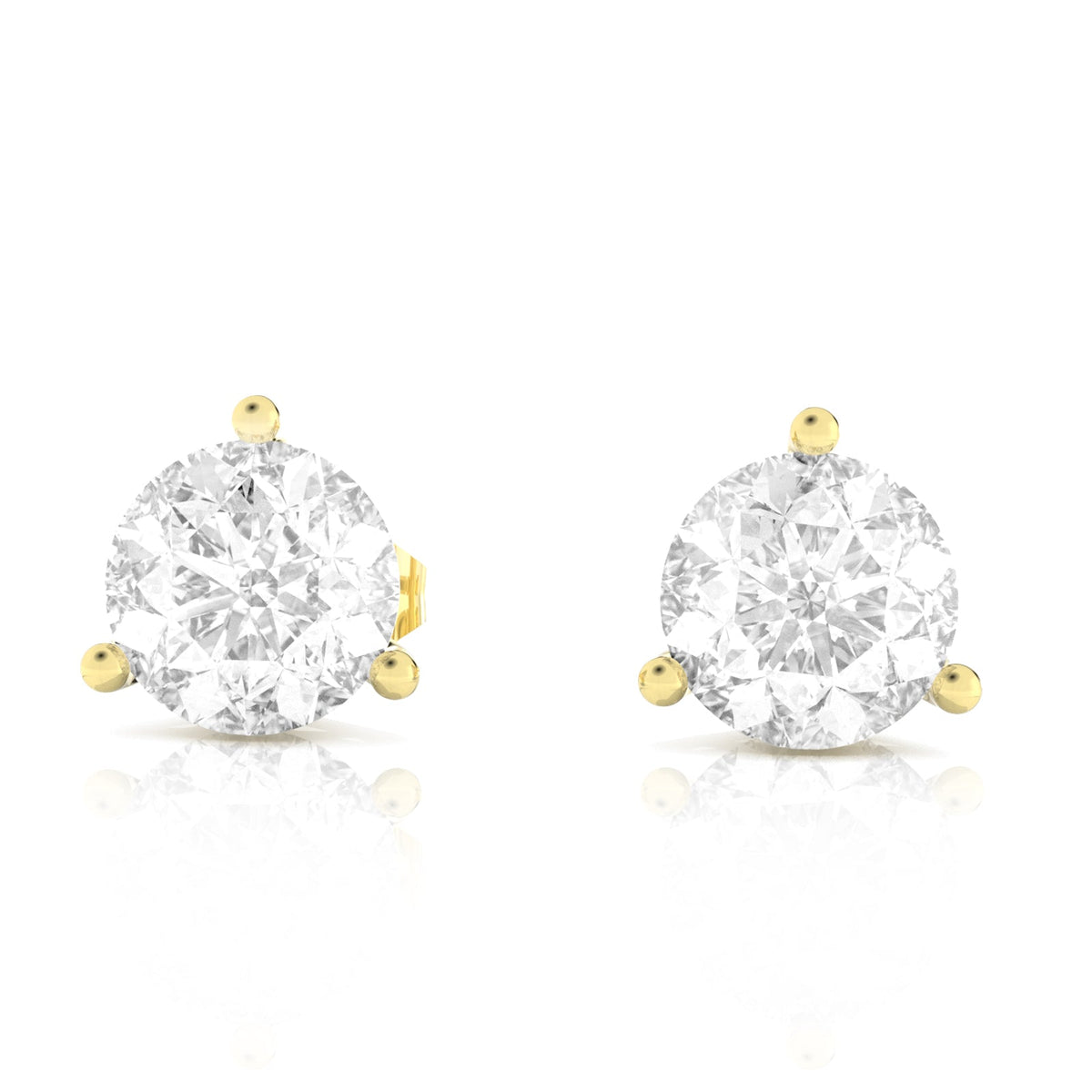 3 cttw Lab Grown Diamond Stud Earrings in 14K Gold With Push Backs For Women