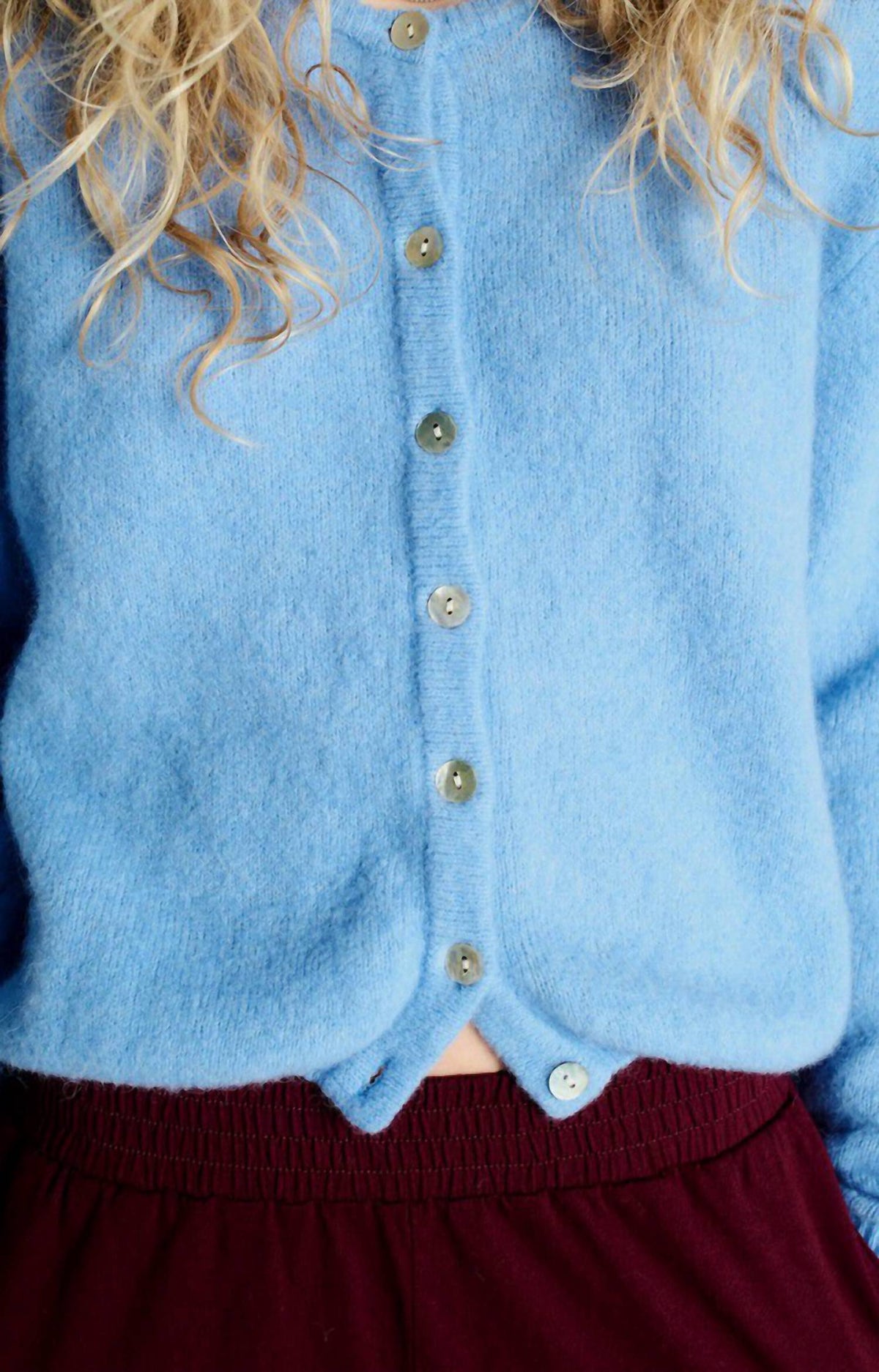 Vitow Round Neck Cardigan In Blue Arctic