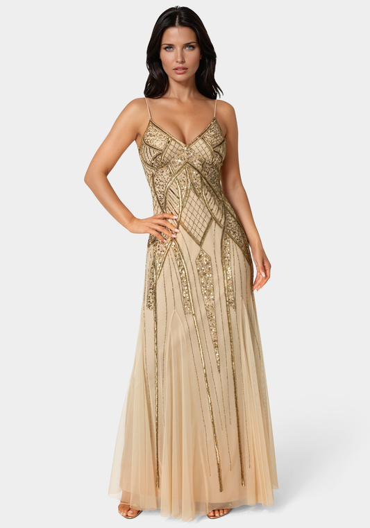 Bebe Womens Bebe Women's Beaded Gown
