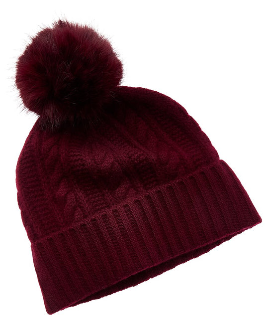Amicale Cashmere Cable Cuffed Cashmere Hat